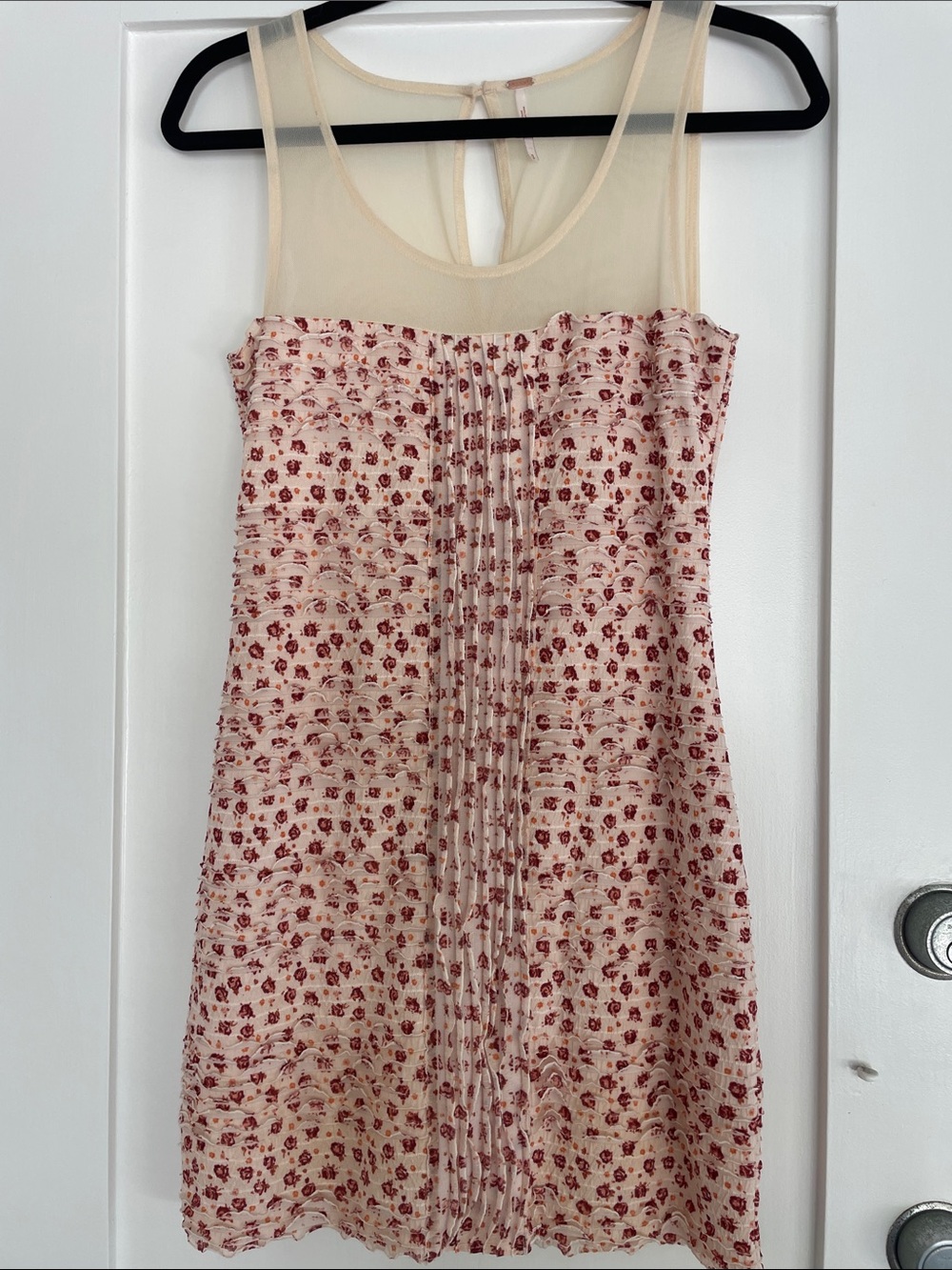 Free People Sheer Floral Pleated Mini Dress - Pink Floral